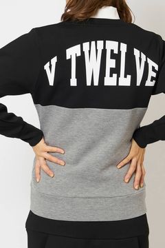 【期間限定ポイント10倍】【レディース】 BICOLOR TOP / バイカラー バックロゴプリント スウェット クルーネック (ブラック)