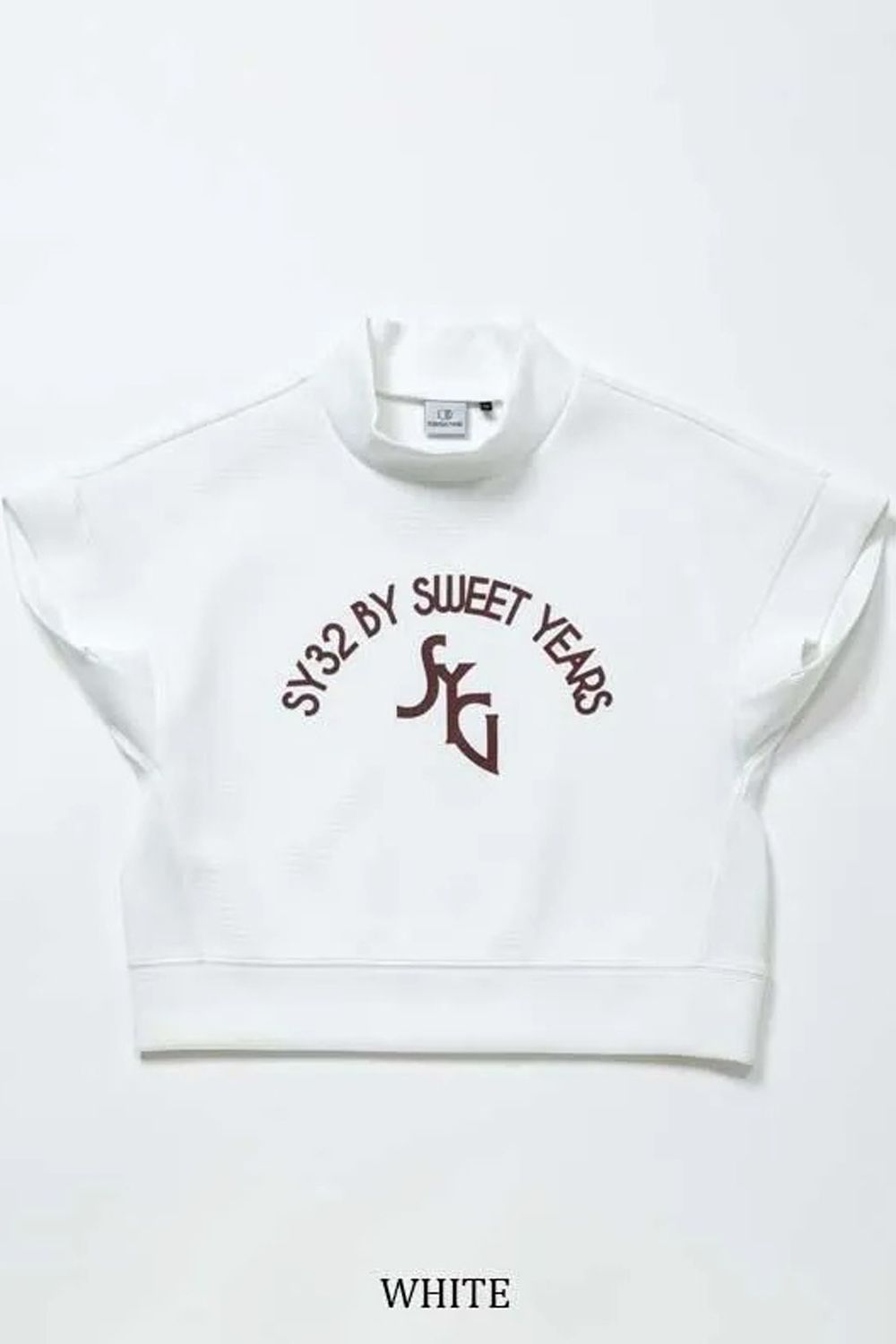【26AW】【レディース】 DOUBLE MESH KNIT / メッシュジャカード ダンボールニット ロゴプリント モックネックTシャツ (ホワイト)*