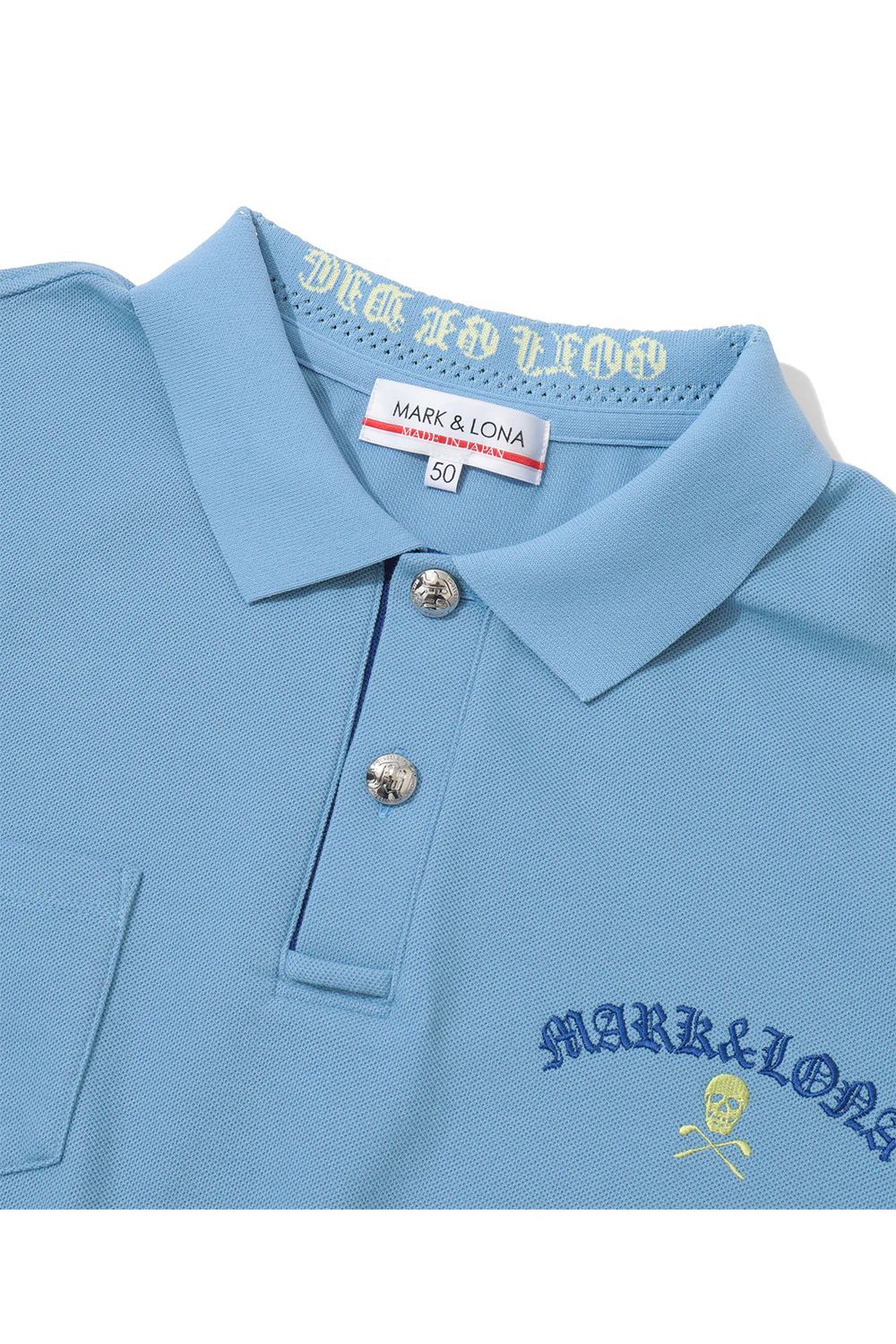 【26SS】 BONES PIQUE POLO / カノコ素材 ジャパンメイド BONEプリント ポロシャツ (サックス)