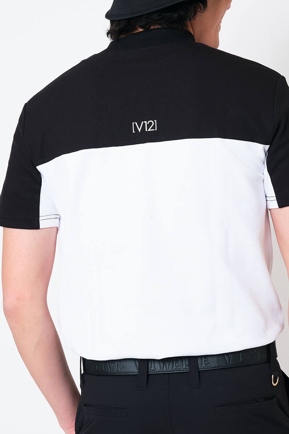 2TONE MOCK / カノコ素材 バイカラー モックネックTシャツ (ブラック)