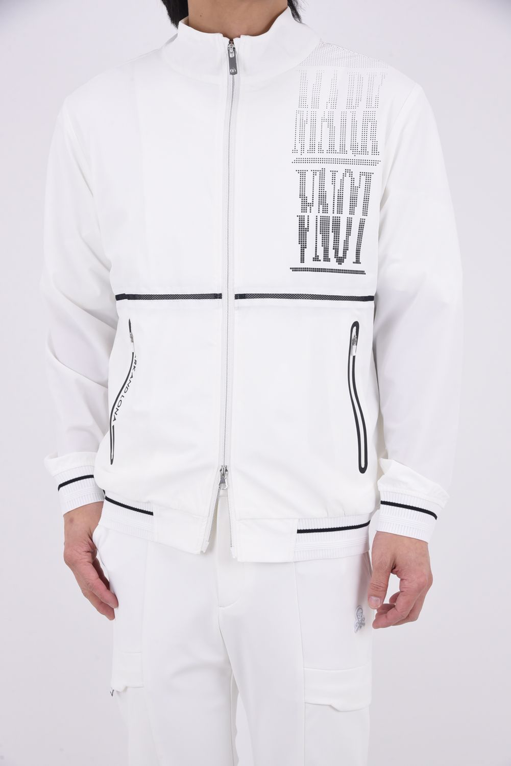 【26SS】【T-LINE】 GRADIENT PERFORMANCE JACKET / モノトーン ポリエステルトリコット ハイストレッチジャケット (ホワイト)