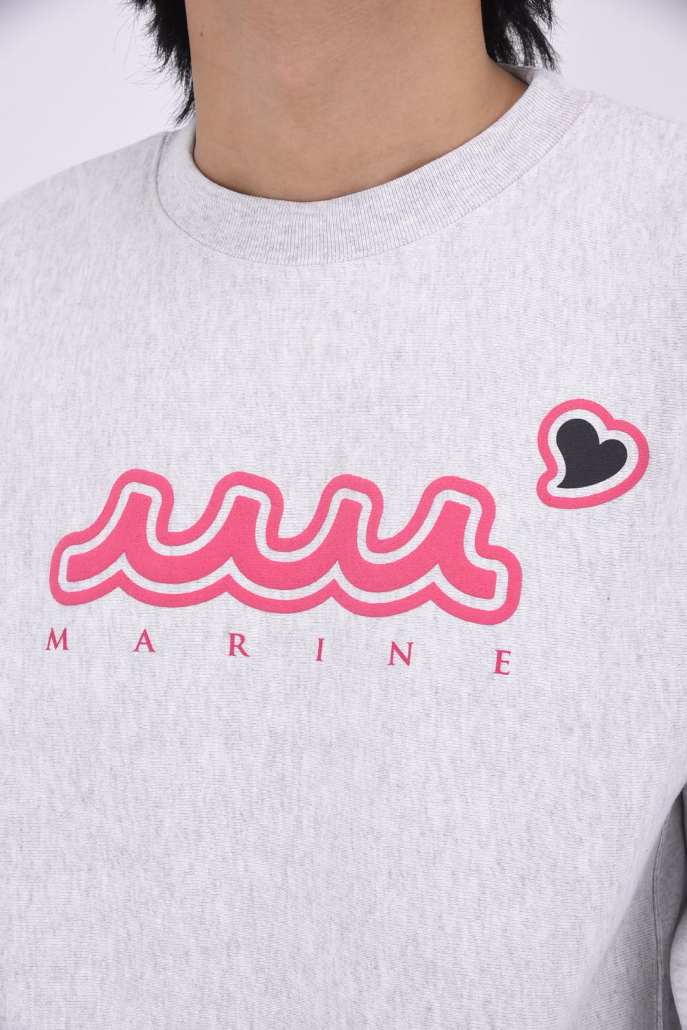 【25AW】 ACANTHUS * MUTA MARINE SWEET LOGO CREWNECK SWEATSHIRTS / ヘビーウェイト 裏起毛 ハートロゴ クルーネックスウェット (グレー)