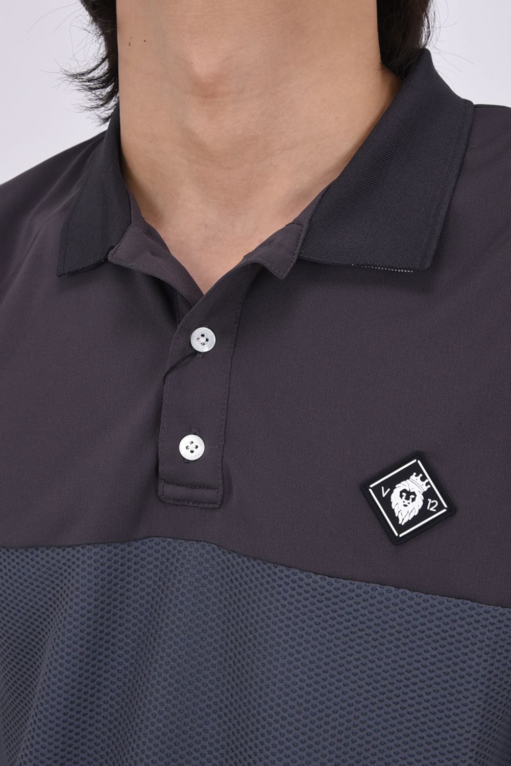 【ポイント10倍】【26SS】 AIRY AWA POLO / ワッフル生地 異素材切り替え ポロシャツ (グレー)