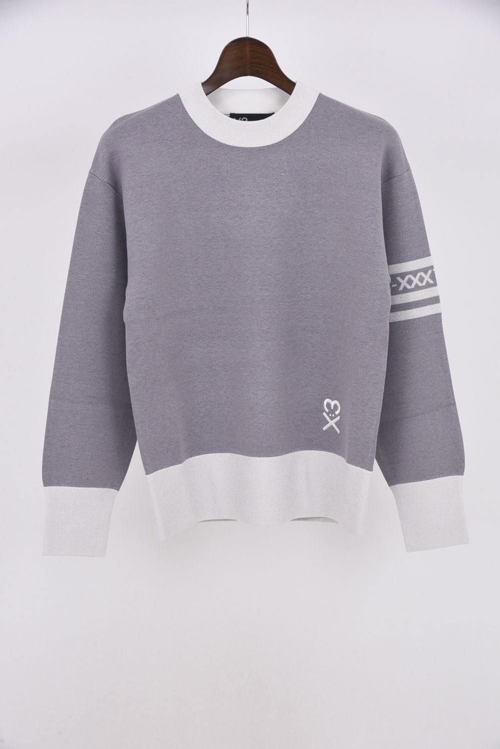 【25AW】【レディース】 KI-XXX THREE SLEEVE LINE CREW NECK KNIT / 袖 ライン クルーネック ニット (杢グレー)
