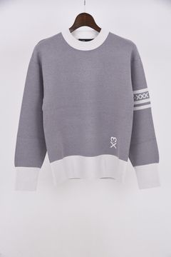 【25AW】【レディース】 KI-XXX THREE SLEEVE LINE CREW NECK KNIT / 袖 ライン クルーネック ニット (杢グレー)