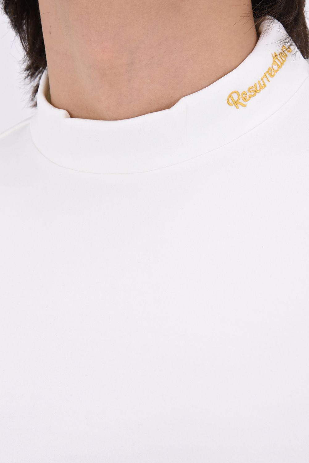 【26AW】 WARM INNER MOCK NECK / 裏起毛 ブランドロゴ刺繍 モックネックシャツ (ホワイト)*