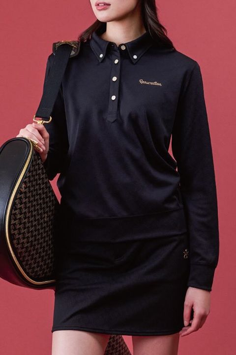 【26AW】【レディース】 WOMENS GM JACQUARD POLO L/S / オリジナルテキスタイルジャガード 長袖 ボタンダウンポロシャツ (ブラック)*