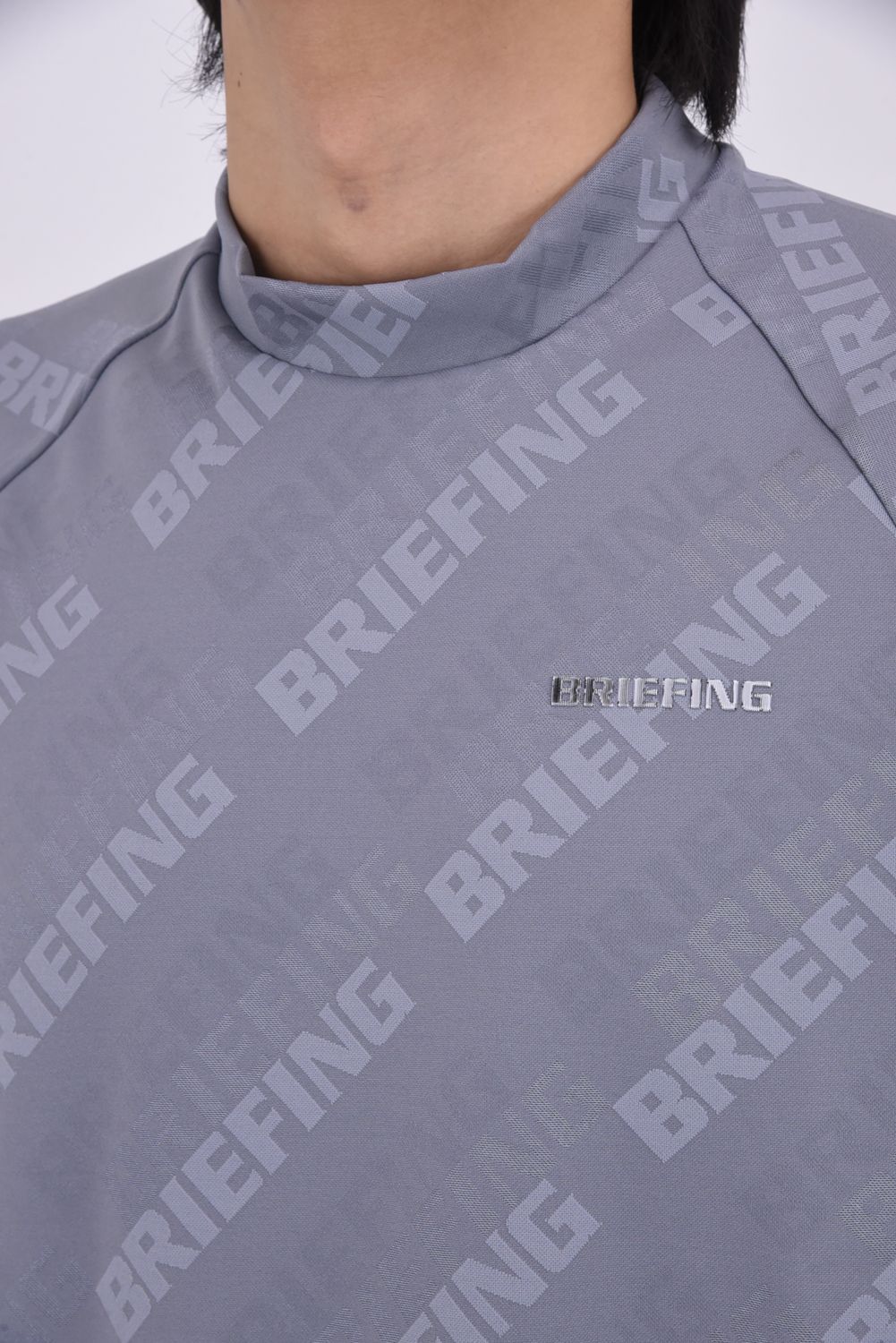 【26SS】 MEN'S SHADOW LOGO JQ HIGHNECK RF / バイアスロゴジャカード リラックスフィット モックネックTシャツ (グレー)