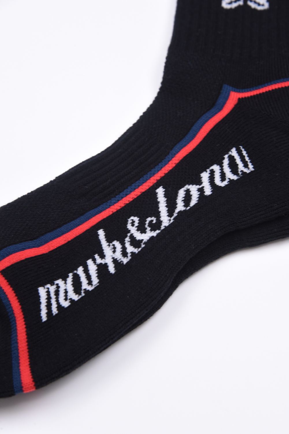 【26SS】 EMLT CUSHION CREW SOCKS / サイドライン メッシュ編み クルーソックス (ブラック)