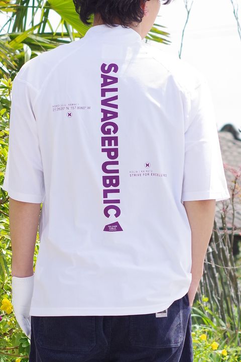 SURF Mockneck S/S (EXELLENCE) / バックロゴ 半袖モックネックTシャツ (ホワイト)