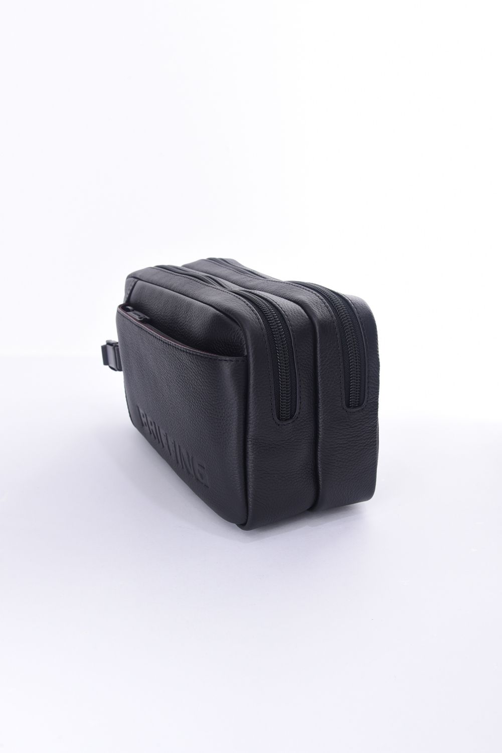 【LE COLLECTION】 DOUBLE ZIP POUCH LE / シュリンクレザー ポーチ (ブラック)