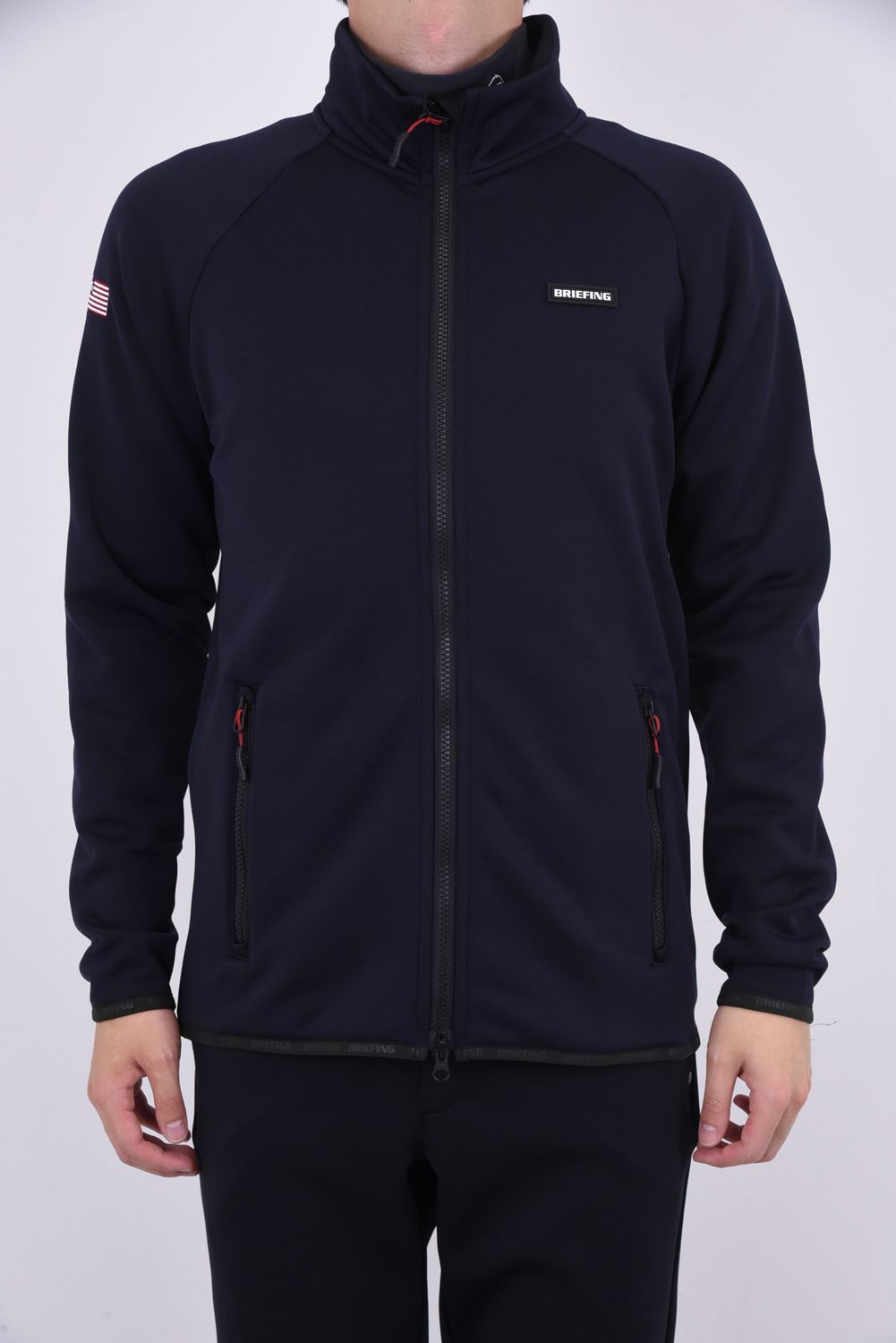 MENS FLEECE FZ BLOUSON / ブランドロゴ フリース フルジップ ブルゾン ネイビー - M