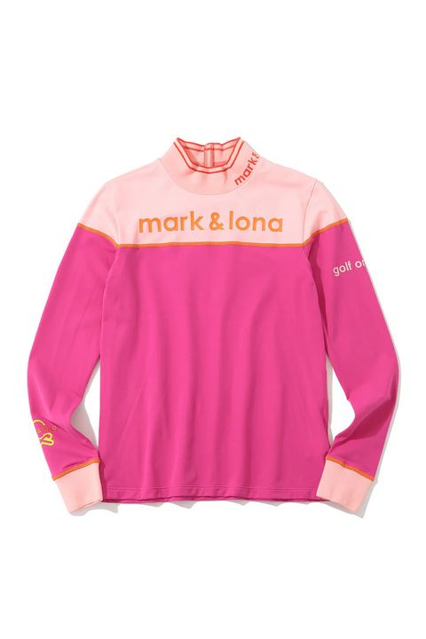 【2025AW】【レディース】 TRIBE FIT MOCK NECK / ツートーン ブランドロゴ ロングスリーブ モックネックインナー (ピンク)