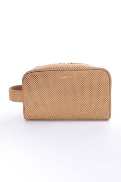 【26SS】 CONTINUA PUNCHING ETHICAL LEATHER TRAVEL POUCH / パンチング エシカルレザー トラベルポーチ (ベージュ)