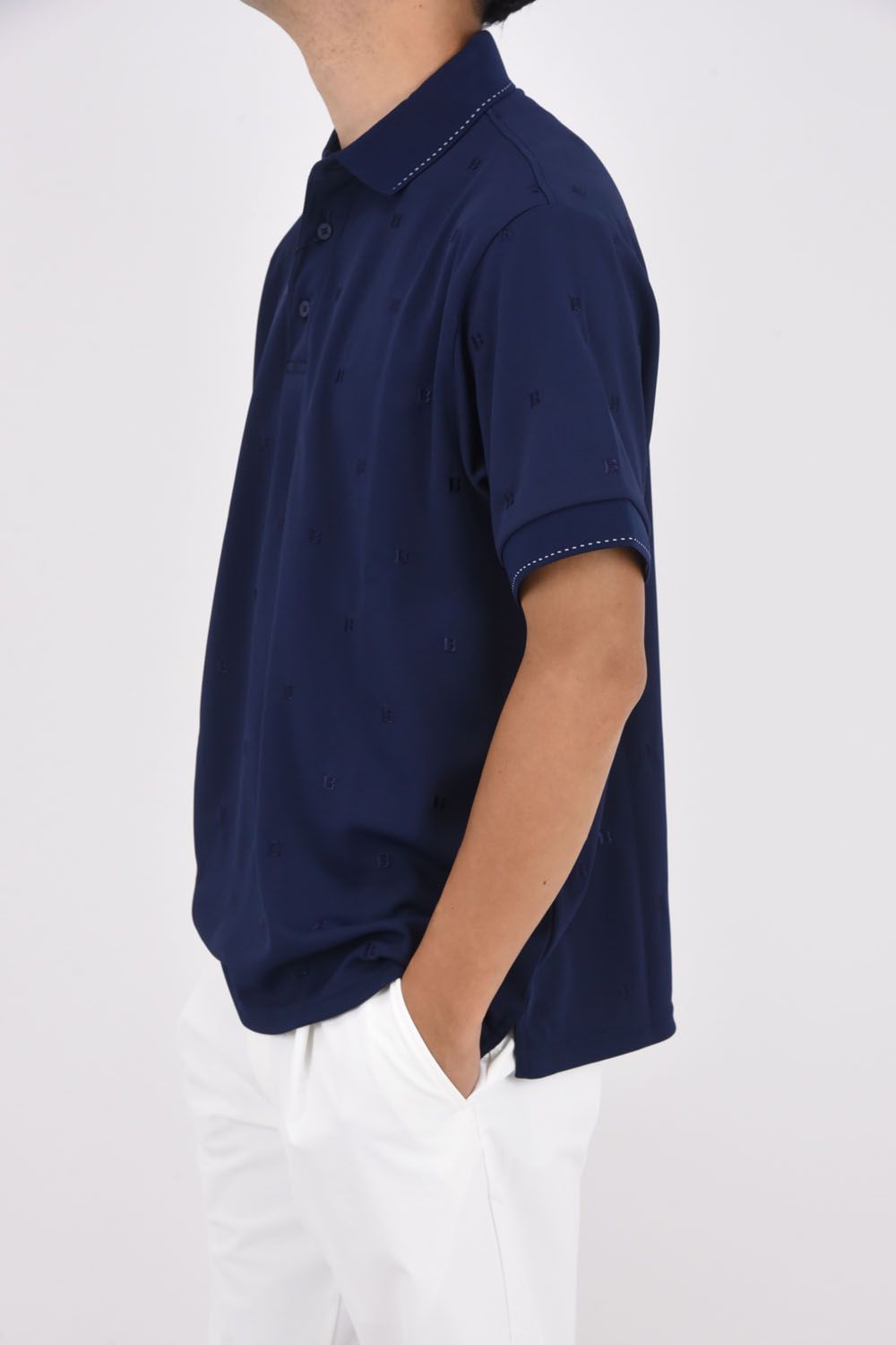 MENS ALLOVER EBM POLO RF / リラックスフィット ポロシャツ (ネイビー)