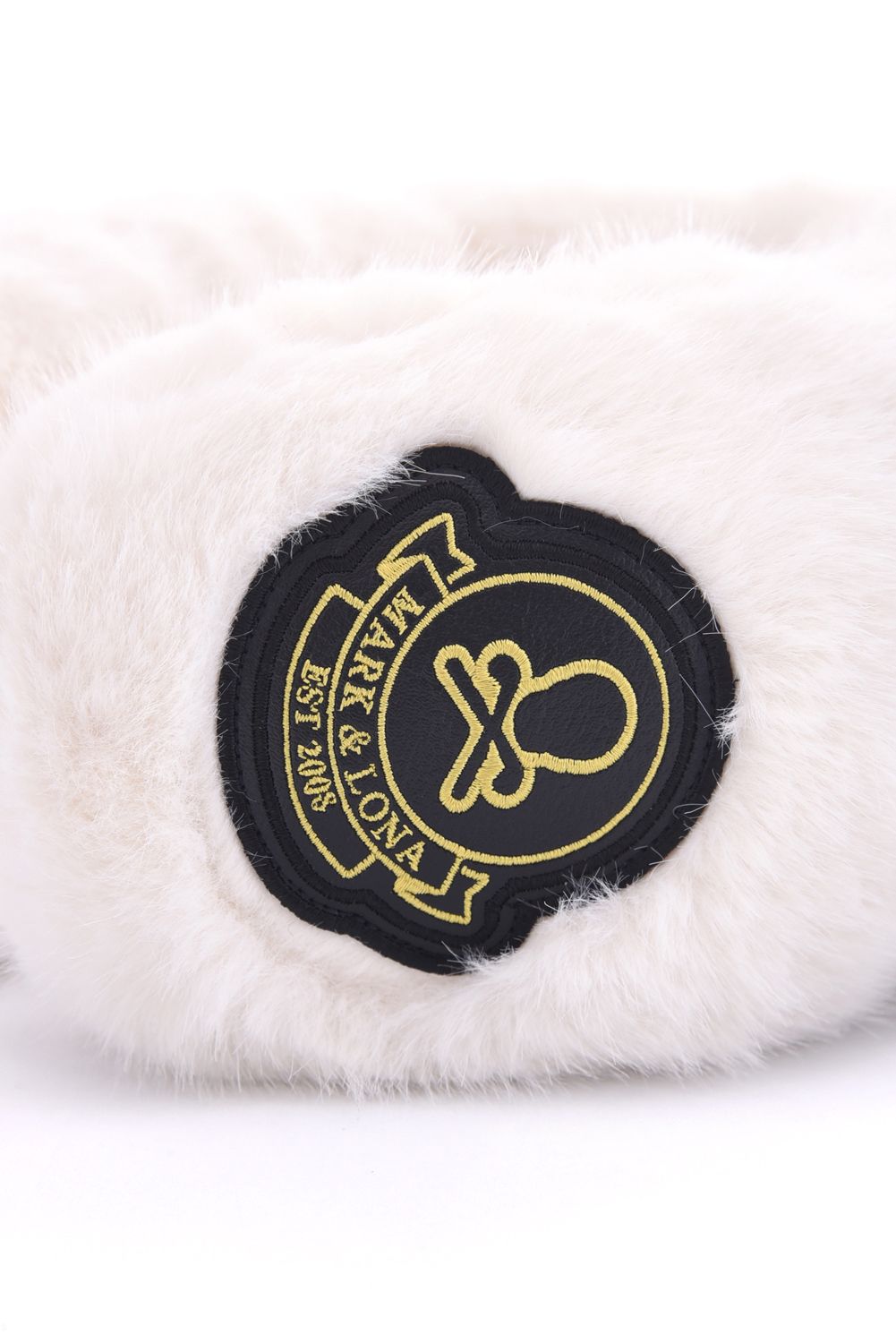 SVASTIKA FUR EARMUFFS / フェイクファー サークルスカル 2WAYイヤーマフ (ホワイト)