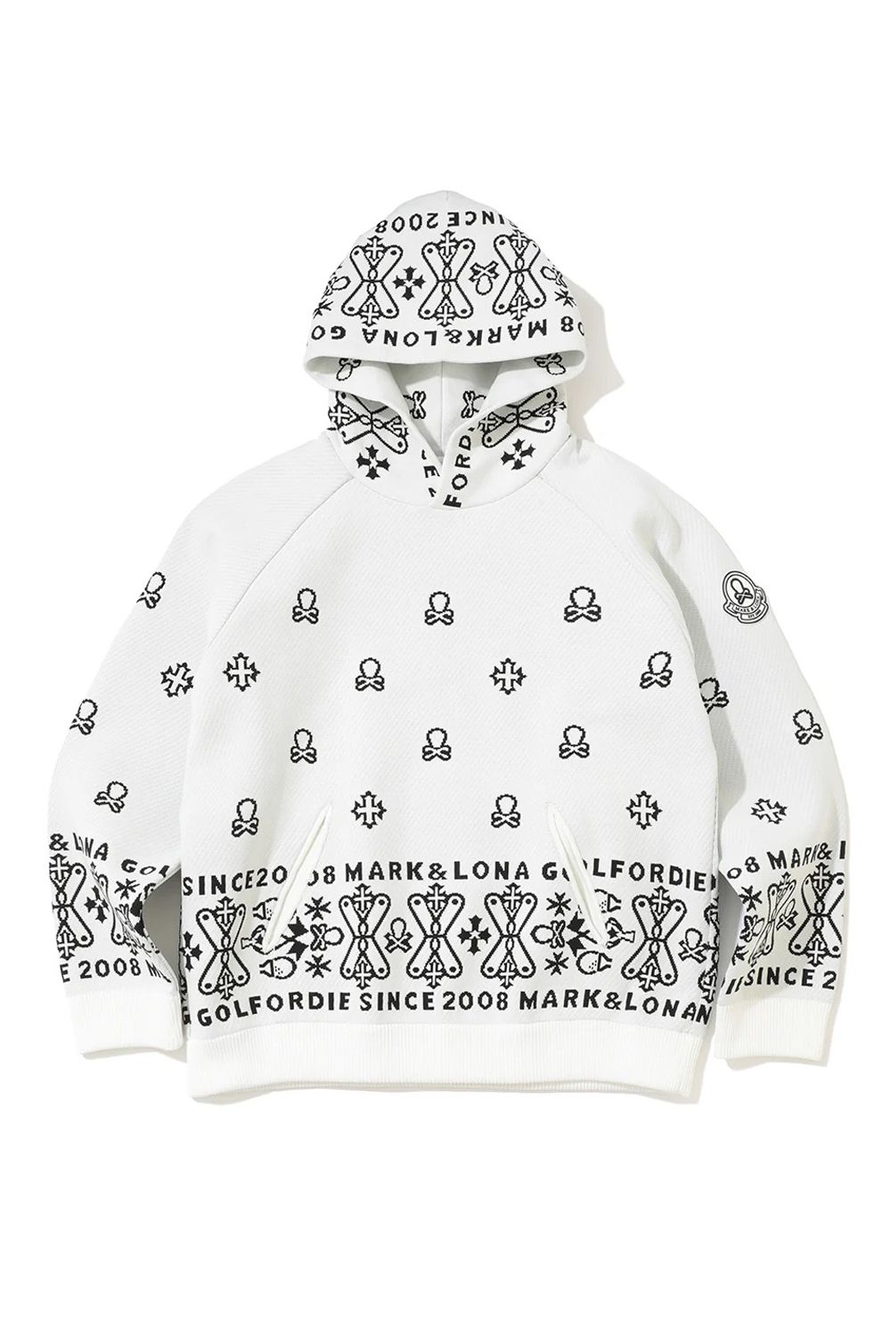 【2025AW】 SVASTIKA POLY FLEX HOODIE / クロスモチーフ オリジナルジャカード ニットフーディー (ホワイト)