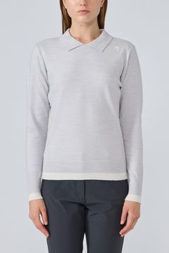 【25AW】【レディース】 ウール混襟付きプルオーバーセーター (グレー)