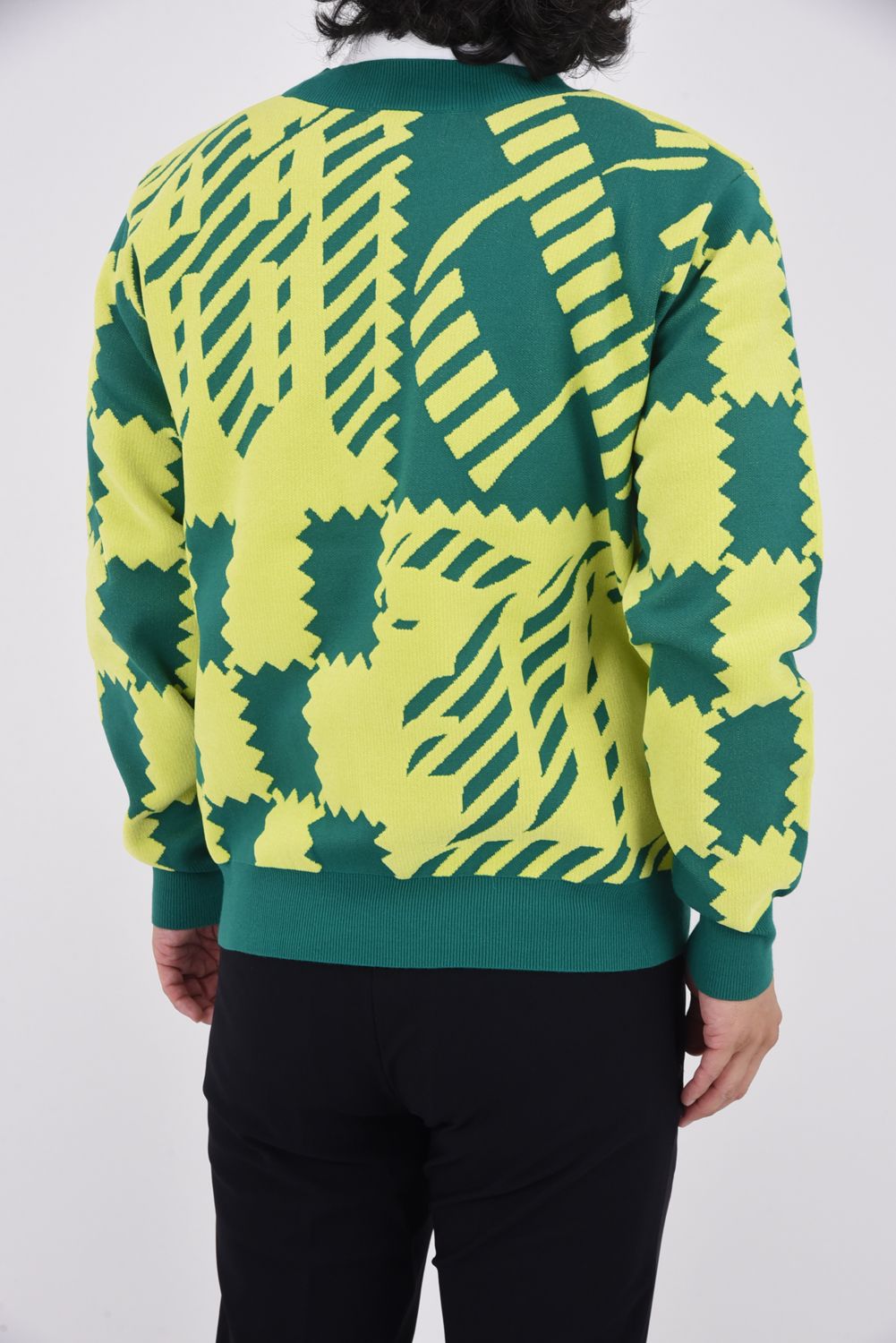 M.C.D CHENILLE CREW KNIT / ブロックパターン クルーネック ジャガードニット (グリーン)