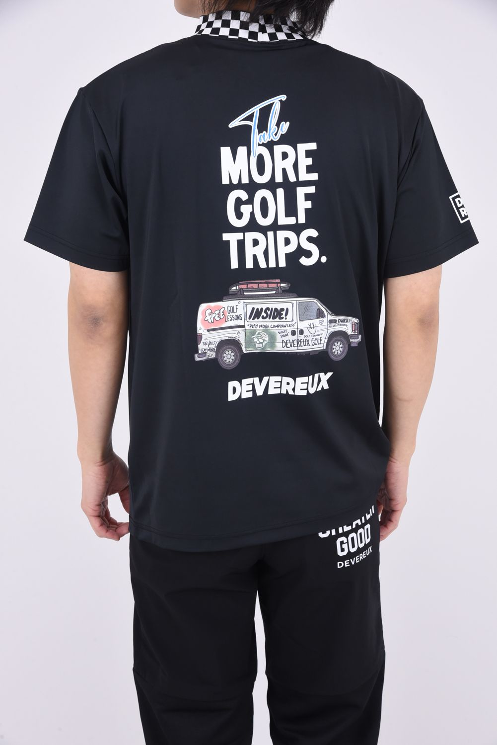 【25SS】 MORE TRIP CHECKER RIB MOCK TEE / モアトリップ プリント モックネック (ブラック)
