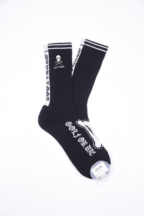 【26SS】 BONES CREW SOCKS / ボーングラフィック クルーソックス (ブラック)