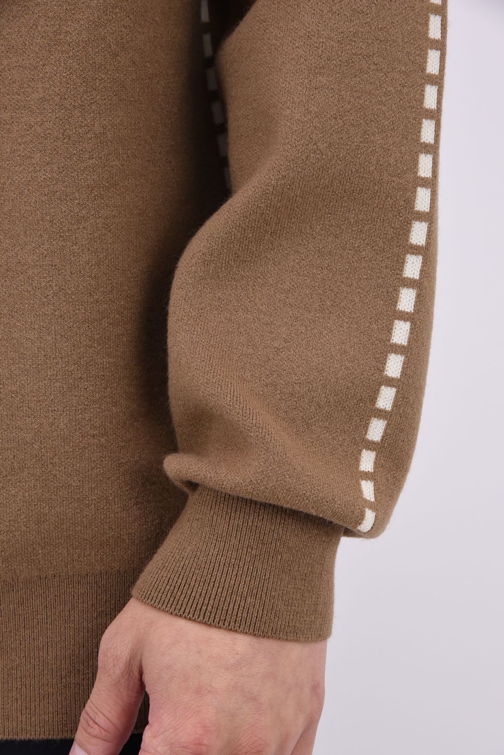 【26AW】 STITCHING LINE KNIT / ステッチングライン クルーネックニット (ブラウン)*