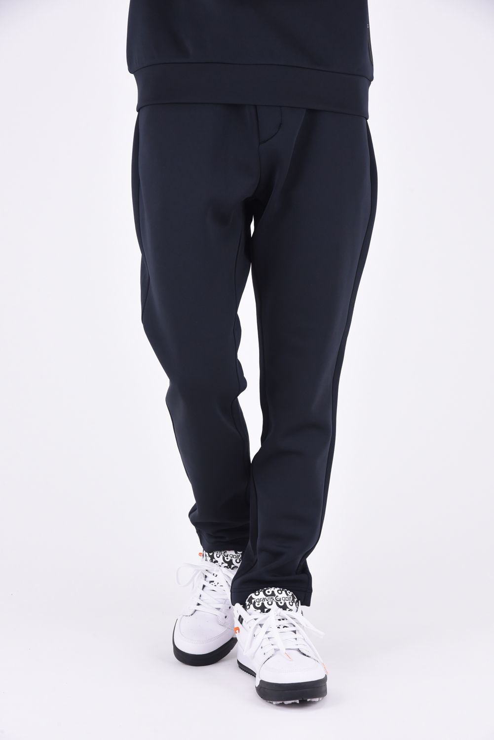 DOUBLE FACE CARDBOARD PANTS / ロゴ ストレッチダンボール テーパードパンツ (ブラック)*