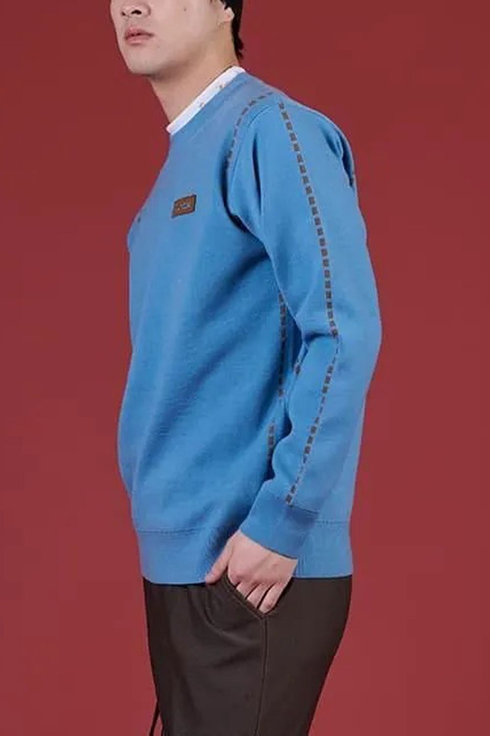 【26AW】 STITCHING LINE KNIT / ステッチングライン クルーネックニット (ブルー)*