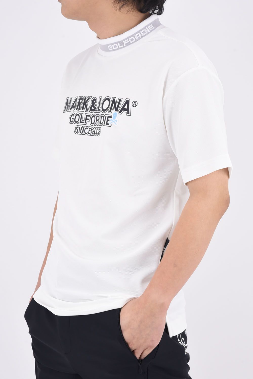 NERVE MOCK TEE / ドライタッチ モックネックTシャツ (ホワイト)