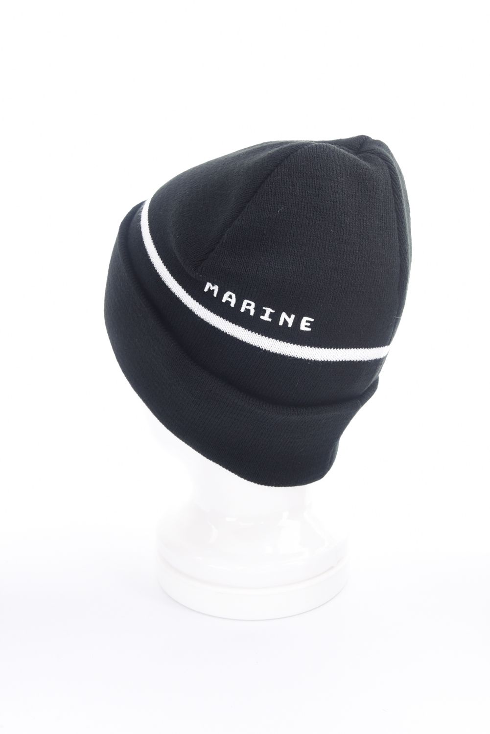 【25AW】 JACQUARD LOGO KNIT CAP / ジャカードWAVEライン ブランドロゴ ニットキャップ (ブラック)