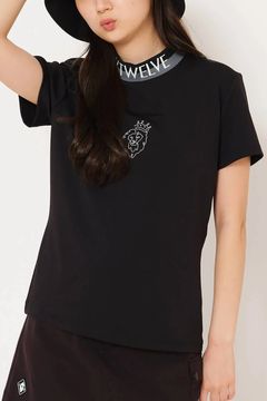 【26SS】【レディース】 ONE HAND MOCK / バイカラージャカード モックネックTシャツ (ブラック)