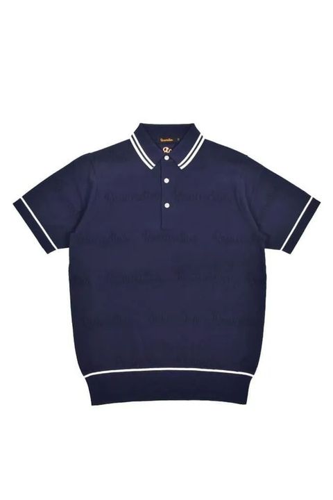 【26SS】 MESH LOGO KNIT POLO / メッシュ編み ライン ニットポロシャツ (ネイビー)*