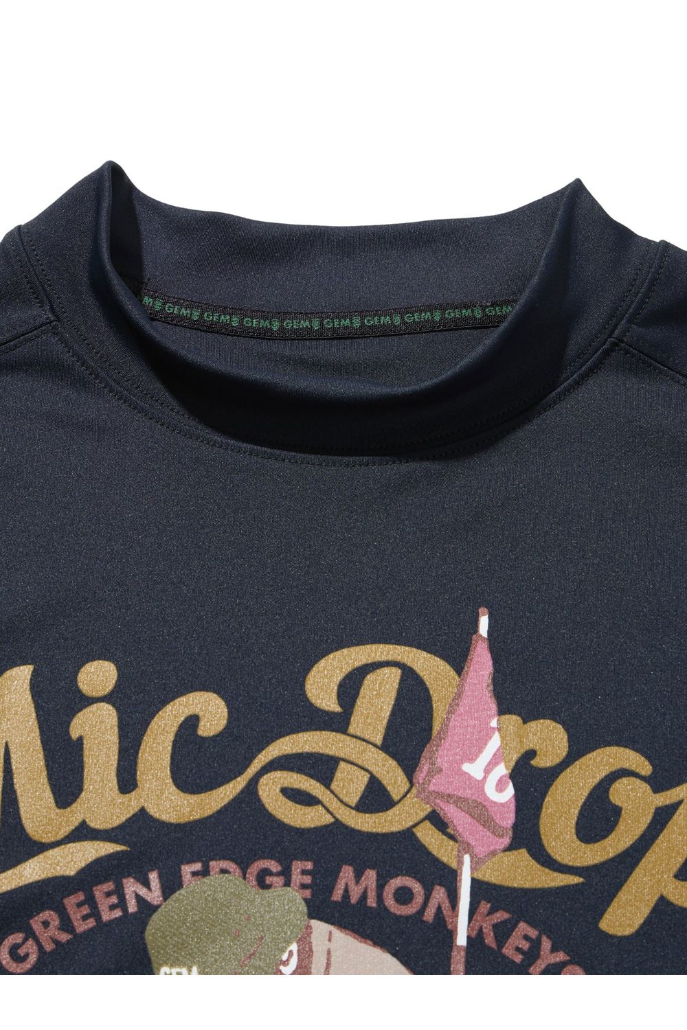 【26SS】 RIBBED HEM MOCK NECK / モンキーデザインプリント ヘムリブ モックネックTシャツ (ブラック)