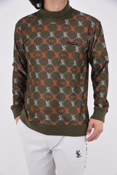 SYG MONOGRAM MOCK / ロゴモノグラム フェイクレイヤード ロングスリーブ モックネックTシャツ (カーキ)