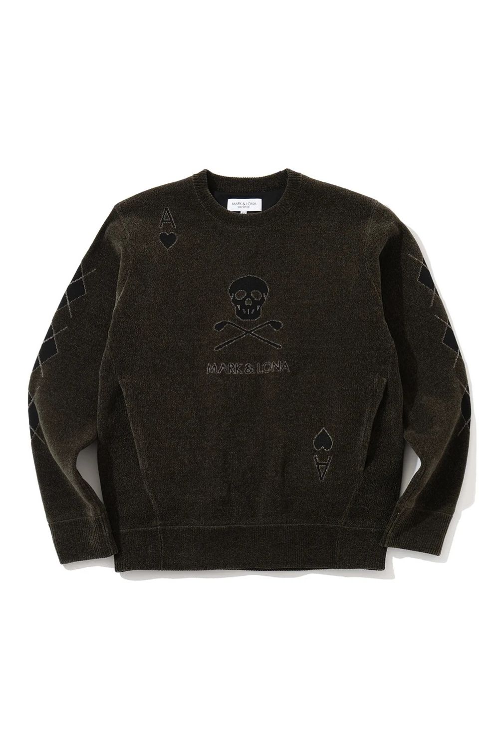 【26AW】 ACE CLUB CHENILLE KNIT / トランプモチーフ モールヤーン クルーネックニット (カーキ)