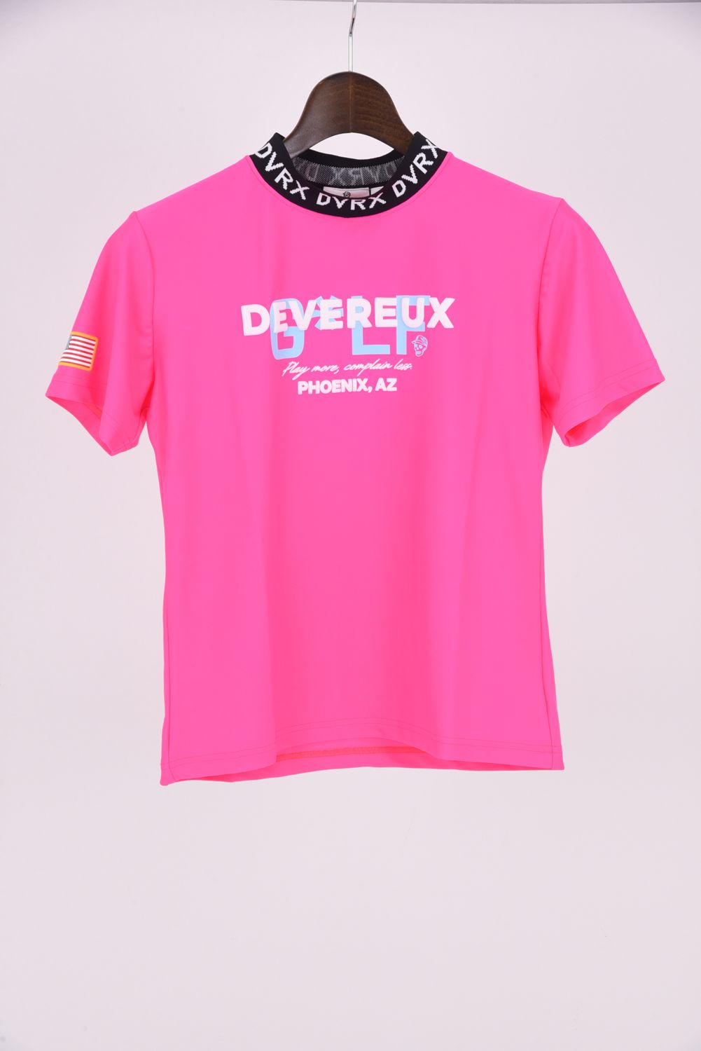 【25SS】【レディース】 DVRX RIB MOCK SKULL CADDIE TEE / 接触冷感 発泡ロゴプリント リブモックネック (ピンク)