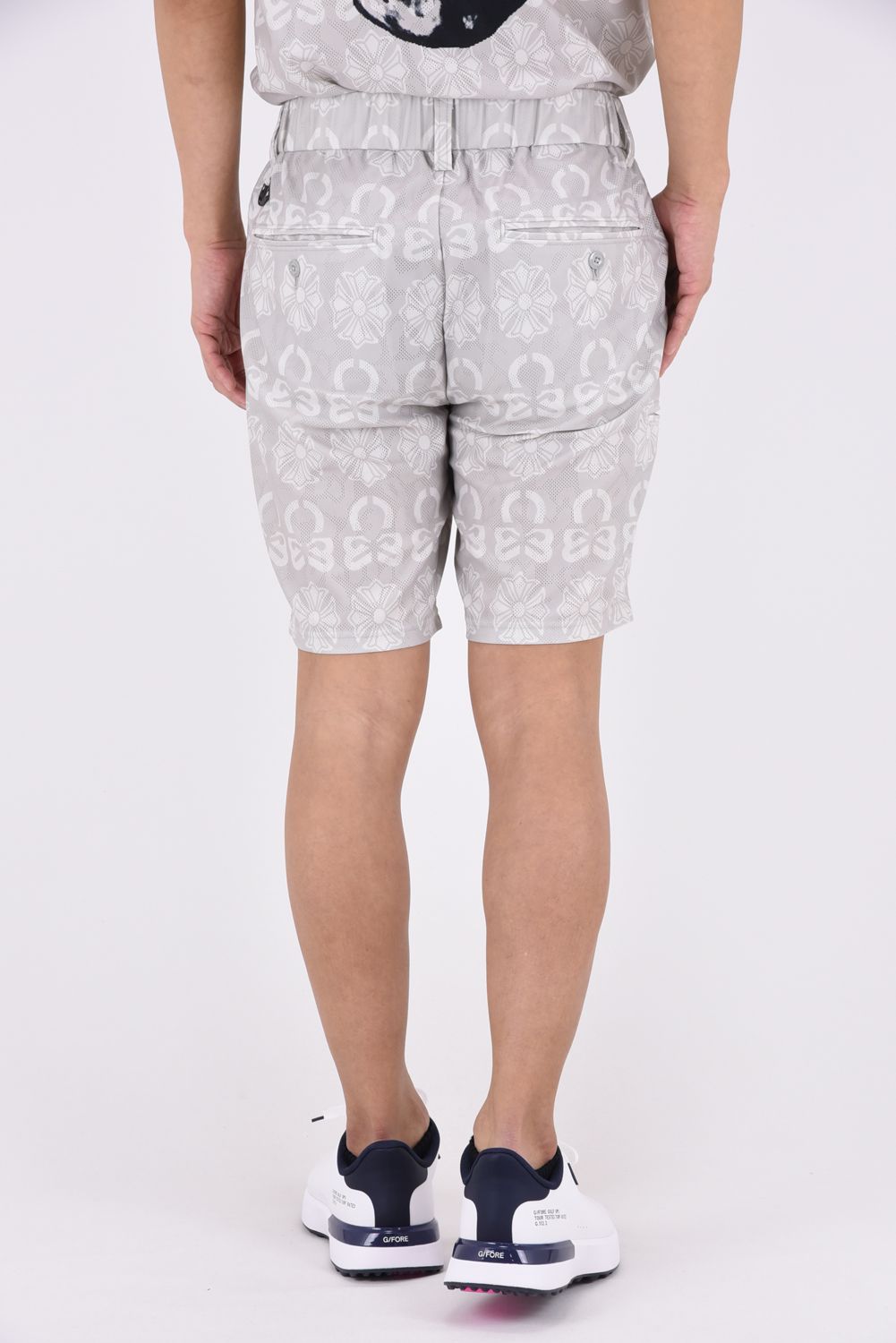 【26AW】 FRACTUR MONOGRAM JACQUARD SHORTS / メッシュジャカード生地 エレメントスカル総柄 ショートパンツ (グレー)