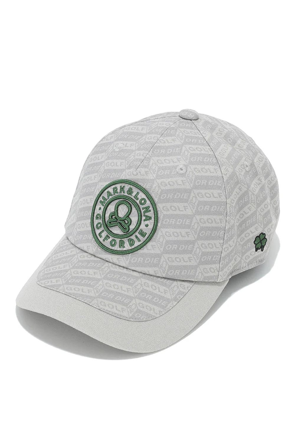 DÉPÊCHE EMBROIDERY CAP / ジオメトリック総柄 サークルスカル刺繍 ベースボールキャップ (グレー)