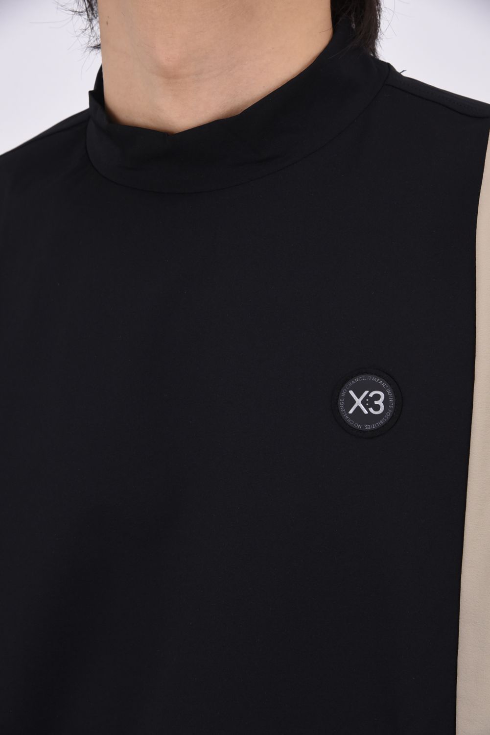 【26SS】 VERTICAL BICOLOR MOCK TEE / バイカラー モックネックTシャツ (ブラック)