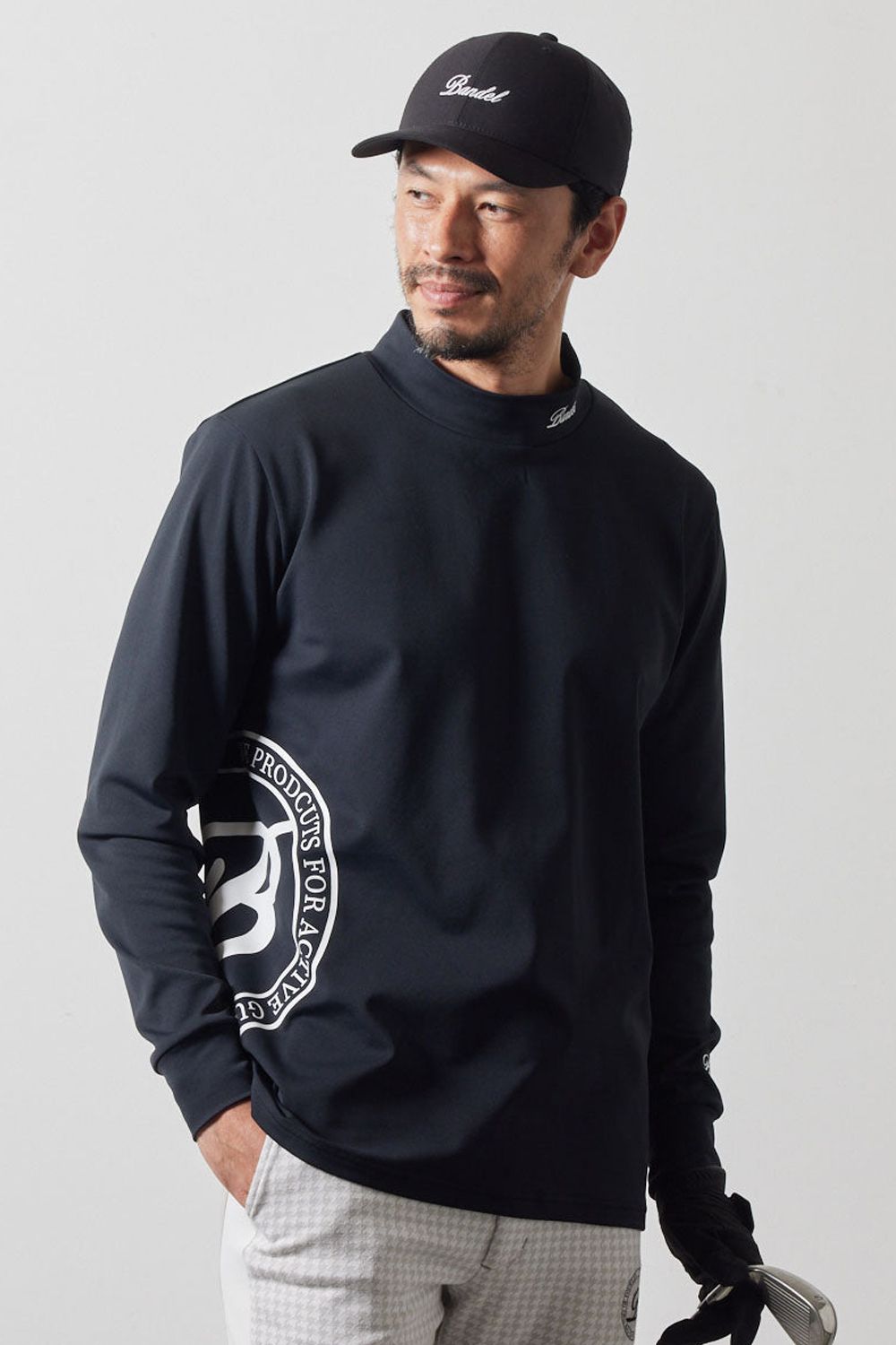 SIDE LOGO L/S MOCK NECK SHIRTS / サイドサークルロゴ ロングスリーブ モックネックシャツ (ブラック)