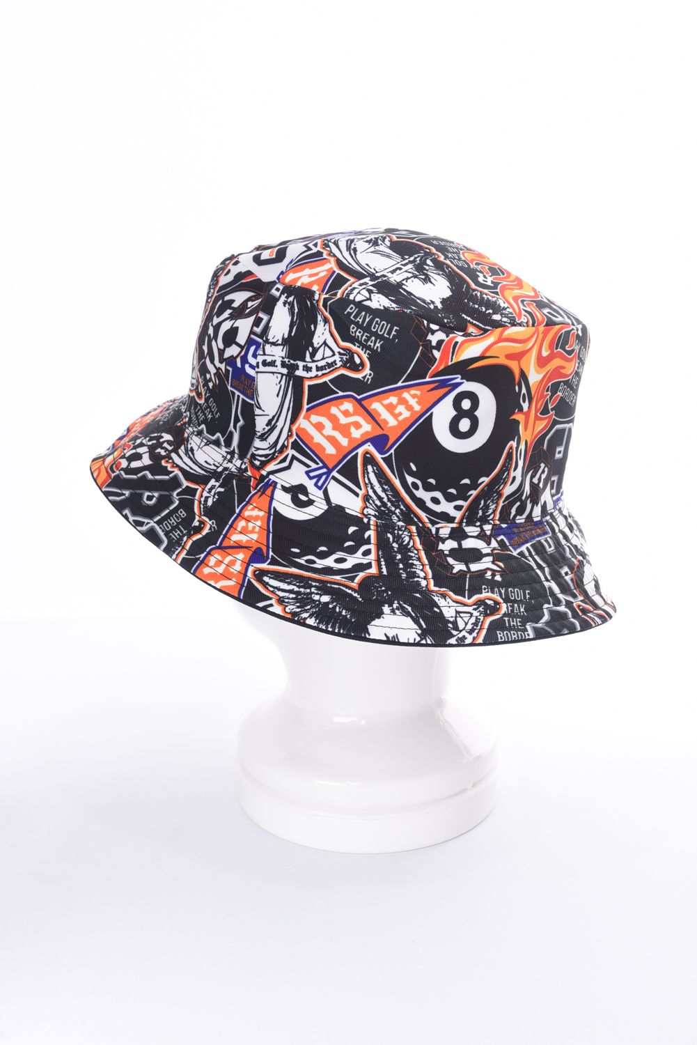 REVERSIBLE BUCKET HAT (MULTI LOGO) / マルチロゴグラフィック リバーシブル バケットハット （ブラック）