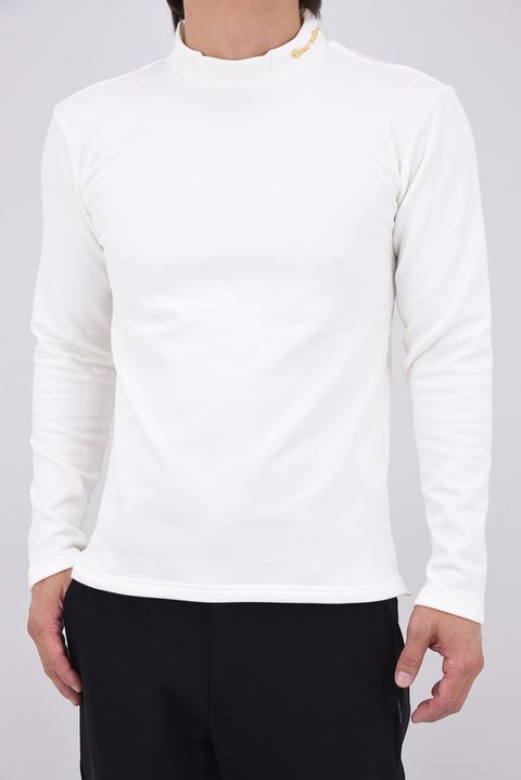【26AW】 WARM INNER MOCK NECK / 裏起毛 ブランドロゴ刺繍 モックネックシャツ (ホワイト)*