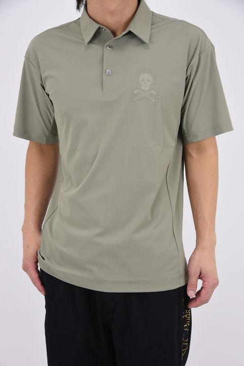 【26SS】 ROGUE AIRFLOW POLO / パンチングスカルロゴ ナイロンポロシャツ (カーキ)