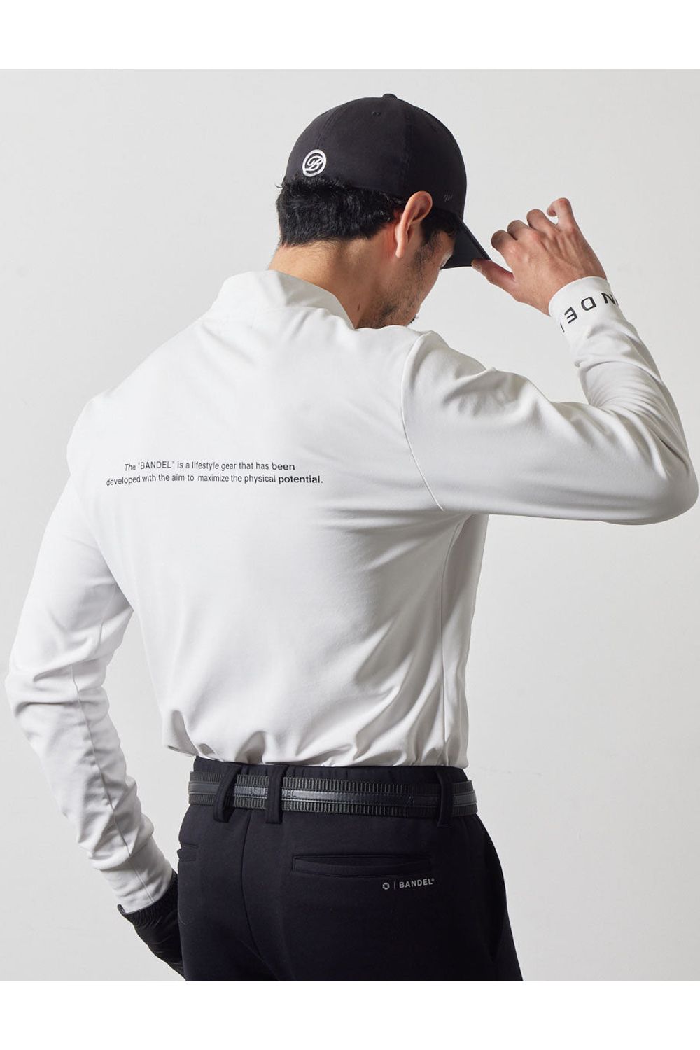 BASIC LOGO L/S MOCK NECK SHIRTS / ブランドロゴ ロングスリーブ モックネックシャツ (ホワイト)
