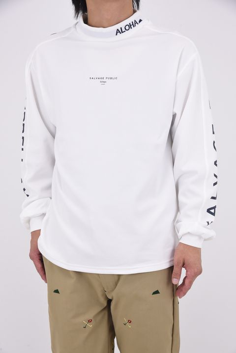 【2025AW】 ʻAlapaina Mockneck L/S(CAMPBELL AVE) / 袖ロゴプリント ロングスリーブ モックネックTシャツ (ホワイト)