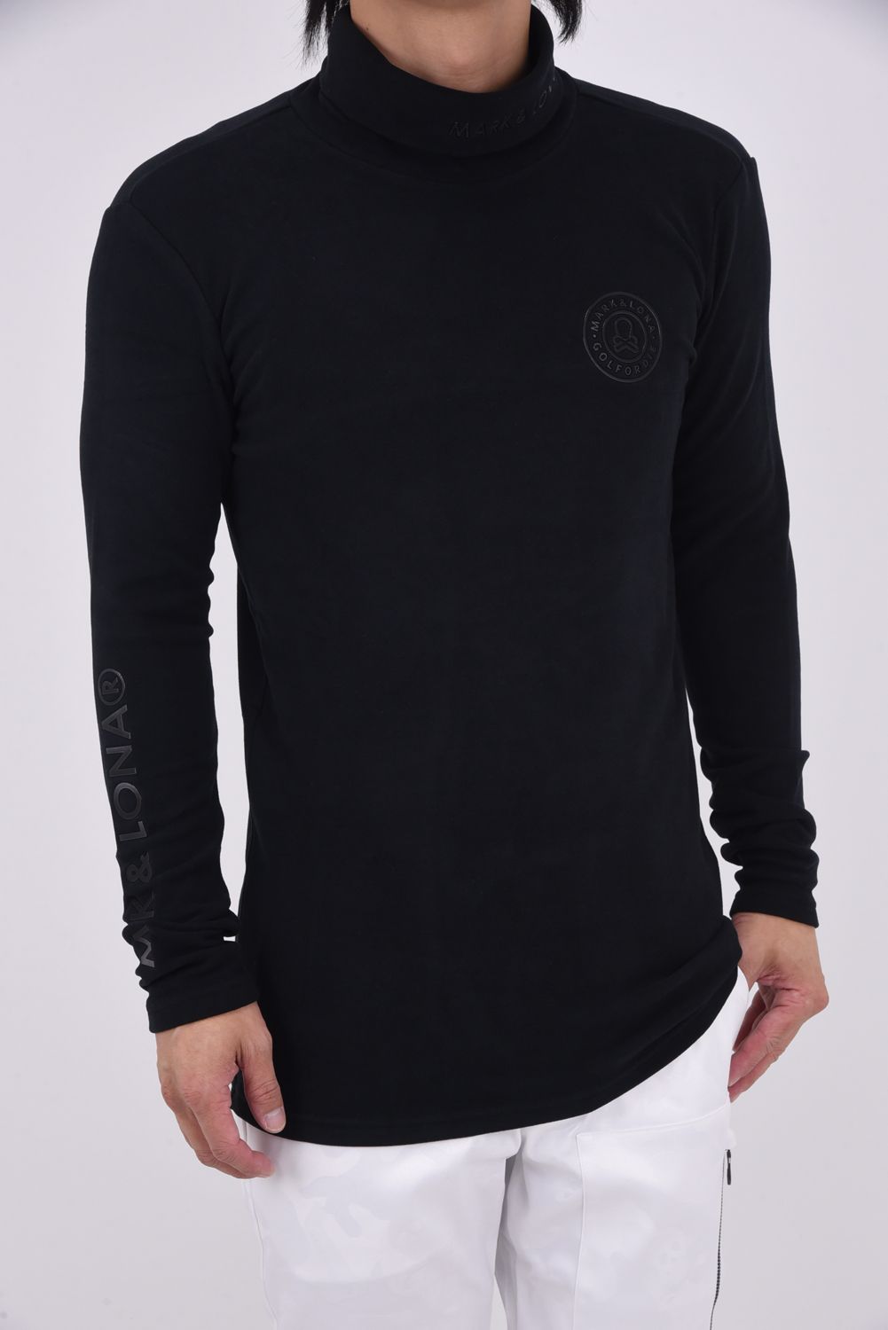 【2025AW】 IC●N MOCK NECK LAYER / フリース素材 サークルスカル ロングスリーブ モックネックTシャツ (ブラック)