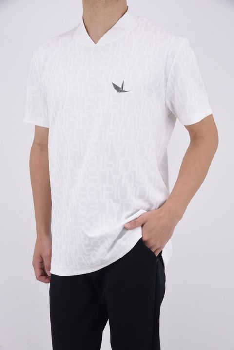 SS MOCK / アイコンロゴ 半袖 モックネック Tシャツ (ホワイト)