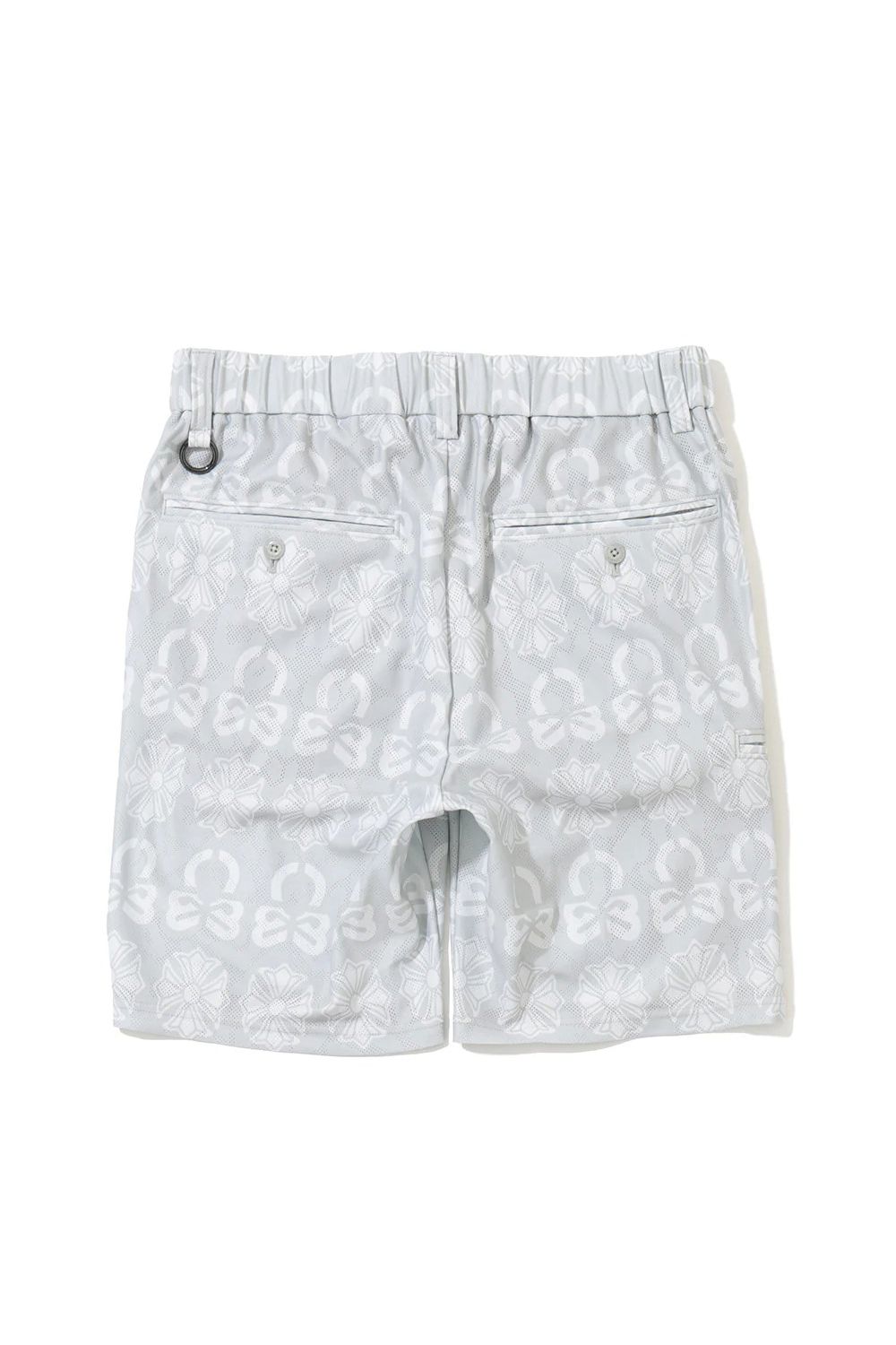 【26AW】 FRACTUR MONOGRAM JACQUARD SHORTS / メッシュジャカード生地 エレメントスカル総柄 フロントロゴ ショートパンツ (グレー)