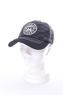 DÉPÊCHE EMBROIDERY CAP / ジオメトリック総柄 サークルスカル刺繍 ベースボールキャップ (ブラック)