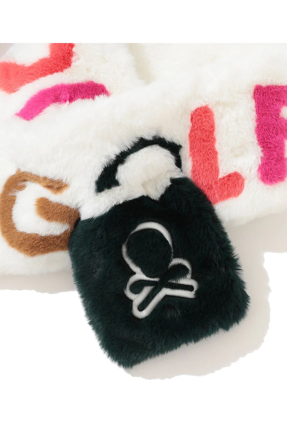 G.O.D FAUX FUR WRAP MUFFLER / エコファー ブランドロゴ ネックウォーマー (ホワイト)